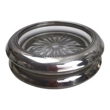 Frank M. Whiting Sterling Silver Rim Cut Glass Wine Coasters Sunburst Pa... - £54.92 GBP