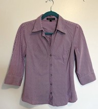 Express Dress Shirt Size Small Purple White Striped Stretch Top Button Up - £9.49 GBP
