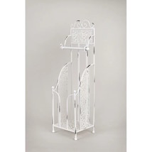 Rustic White Toilet Paper Metal Scroll Floor Stand Holder Bath Tissue Rack Tower - £90.03 GBP