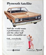 1965 Car Auto Plymouth Satellite Vintage Print Ad Chrysler Performance - £7.91 GBP