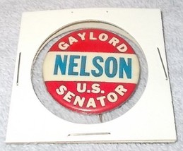 Gaylord Nelson Wisconsin US Senator Campaign Pinback Button Red White Blue - £19.99 GBP