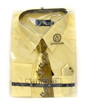 Vittorino Signature Men Dress Shirt Yelowl Matching Tie &amp; Handkerchief S... - £15.55 GBP