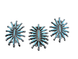 Zuni Sterling and Turquoise petit point Earrings and pendant - $311.85