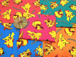 LOT 1 set 5pcs fat quarter 5 colors PokemonPikachu brick potrait Quilting Fabric - £23.74 GBP