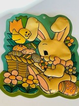 Easter Decoration Vtg Antique Bunny Rabbit anthropomorphic 12X10 Embossed Hunt - $39.55