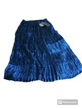 Tiered Dark Blue Velvet Peasant Skirt Size Medium.100% Rayon Lined Boho NWT Vtg - £15.81 GBP
