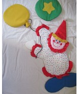 Judi&#39;s Plush Fabric Wall hanging Art 3D clown balloons red blue yellow g... - $41.57