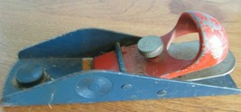 Vintage 6" Wood Plane Woodworking Tool Stanley Blue Red Metal - $21.60