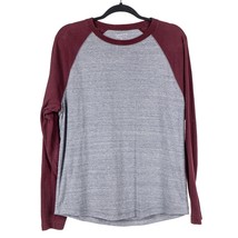 Cremieux Raglan Shirt M Mens Maroon Heather Gray Long Sleeve Baseball Tee - £12.12 GBP