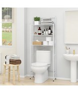 Toilet Storage Rack With X-Shaped Bar, 3 -Tier Over-The-Toilet Bathroom - £28.29 GBP