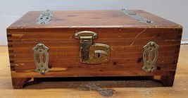 Vintage Wooden Cigar Footed Box Hinged Lid Storage Treasure Trinket no Key - $18.81