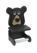 Whimsical Hand Painted Black Bear Wooden Toilet Paper Roll Holder - £19.56 GBP