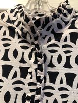 NWT Ladies IBKUL SHILOH BLACK WHITE Long Sleeve Ruffle Mock Shirt S M & XXL image 2
