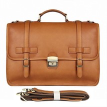 Vintage Brown Thick Real Skin Genuine Leather Men Briefcase - £189.62 GBP