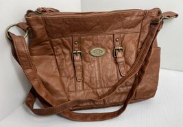 B.O.C BORN CONCEPT Cross Over Body Purse 10&quot; x 3&quot; x 13&quot;  Faux Leather Brown - £12.99 GBP