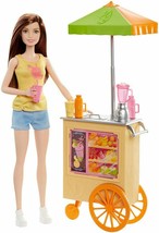 NEW Barbie Mattel Careers Smoothie Chef Playset with Brunette Doll &amp; Juice Cart - £22.32 GBP