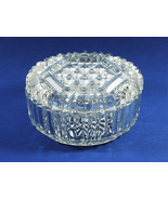 Vintage Anchor Hocking Candy Dish Flat Lid Clear Cut Glass Geometric Design - $14.50