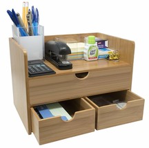 Sorbus 3-Tier Bamboo Shelf Organizer for Desk with Drawers - £53.00 GBP