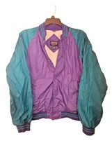 Athletic Works Mens Large Jacket Windbreaker Purple Turquoise Circa Vtg 90s Y2K - £14.83 GBP