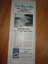 Kentucky Club For Pipe Lovers World Series Contest Print Magazine Ad 1952 - $9.99