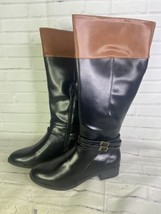 SO Trixie Two Tone Womens Faux Leather Riding Boots Knee High Size 10 Wi... - £24.53 GBP