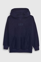 New Gap Kids Navy Hoodie Sweatshirt Sz 12 Long Sleeve Banded Fleece Soft - $29.99