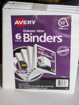 Avery® Durable View Binder, Slant Rings, Letter, 1/2&quot; Capacity, White, 6pk. - £30.99 GBP