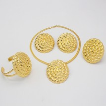 Jewelry Set Women Fashion Oval Shape Wheatears African Dubai Gold Color Big Earr - £59.70 GBP