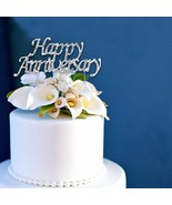 Happy Anniversary Rhinestone Wedding Cake Topper 3-3/4&quot; X 1-3/4&quot; USA Seller - £10.21 GBP