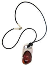 Heavy 1.75&quot;x1.25&quot; Baltic Amber Sterling Silver Pendant on Leather Cord - £231.81 GBP