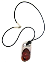 Heavy 1.75&quot;x1.25&quot; Baltic Amber Sterling Silver Pendant on Leather Cord - $296.01