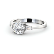 Round Brilliant Engagement Ring Platinum With Tapered Baguette 2 Side Ba... - £993.38 GBP