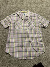 Heritage 1981 Multicolor Patchwork Style Men&#39;s Button Up Shirt Size Medi... - £11.17 GBP