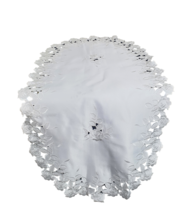 White Table Runner, White Flower, Embroidered Runner, Rustic Decor 24x48&#39; - $44.00