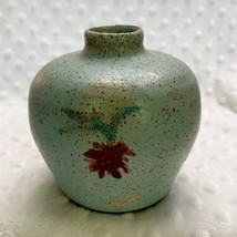 Vintage Handcrafted Matte Two-Tone (Light Blue/Gray) Speckled Stoneware 4&quot; Vase  - £12.18 GBP