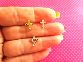 Crystal cross cartilage earrings 3 PIECES - $11.88