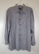 J Peterman Shirt Men&#39;s Large Grey Black Flannel Button Up Pocket Cotton - £20.16 GBP