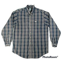 Vtg Distressed Carhartt Faded Maroon/Blue Long Sleeve Button Down Shirt ... - $9.95