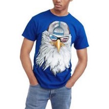 Bald Eagle Patriot Men&#39;s Hippie Bird Novelty T-Shirt Royal Blue Size M (... - £14.73 GBP