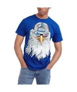 Bald Eagle Patriot Men&#39;s Hippie Bird Novelty T-Shirt Royal Blue Size M (... - £14.85 GBP