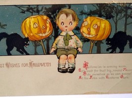 Halloween Fantasy Postcard Child Black Cats Gottschalk Dreyfuss &amp; Davis 2696 - £61.66 GBP