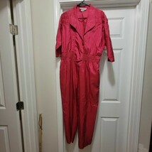 Vintage 70s Joan Walters Dark Pink Lightweight Jumpsuit Romper Womens Si... - $58.17