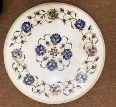 12&quot;  Marble Hand Made Side table Mother of Pearl Inlay Side Table Top - $499.00