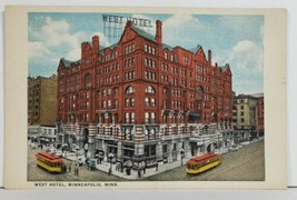 West Hotel &amp; Trolley Cars Minneapolis Minnesota Postcard P4 - £5.30 GBP