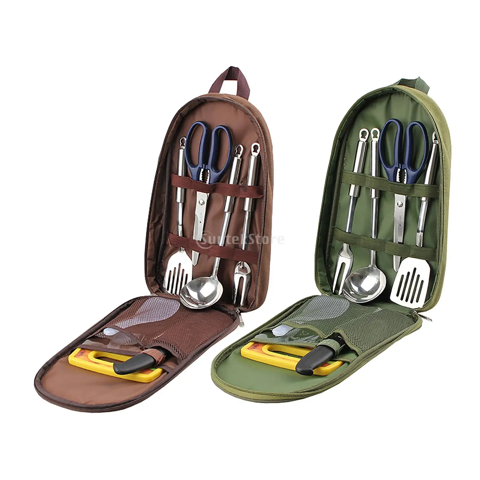 7pcs Camping Kitchen Utensil Set with Carrying Bag BBQ Beach Hiking Trav... - £19.83 GBP+