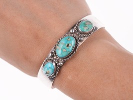 6.5&quot; Vintage Navajo silver and turquoise bracelet - £138.48 GBP