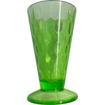Vintage Deco Jeannette Glass Green Hex Optic Footed Ice Tea Tumbler &#39;30s uranium - £15.71 GBP