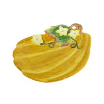 Condiment Serving Dish Fitz and Floyd Classics Autumn Gourd With Flowers Vtg 9&quot; - £27.88 GBP
