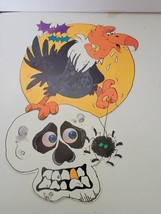 Vintage Halloween Wall Decoration Hallmark Skull Vulture Flasher Eyes 19... - $29.39