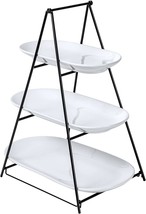 Unicasa 3 Tier Serving Tray - White Oval Serving Plate Dishes, Party Trays And - £35.89 GBP